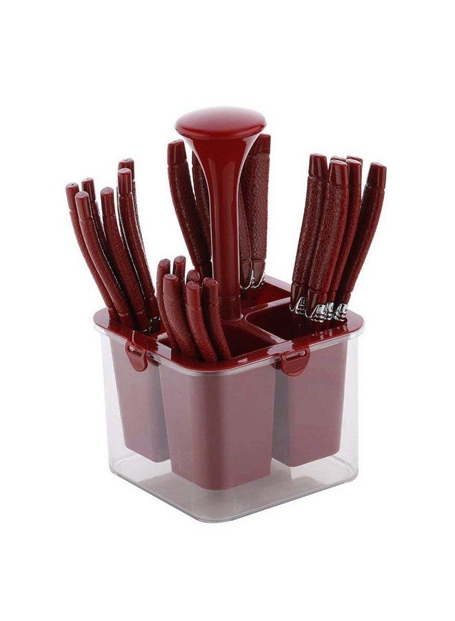 Plantex Oppo Cutlery Set with Storage Box/Spoon Set/Spoon Stand for Kitchen and Dining (24 Pieces - Brown) - Image 1