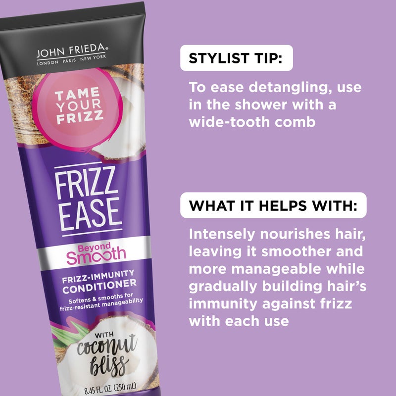 John Frieda Frizz Ease Beyond Smooth Conditioner, Anti-Humidity & Frizz-Resistant, Smooths Texture, Cleanses Unmanageable Hair, Infused with Pure Coconut Oil, 8.45 Oz - Image 2