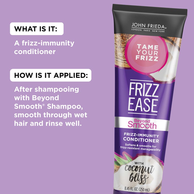 John Frieda Frizz Ease Beyond Smooth Conditioner, Anti-Humidity & Frizz-Resistant, Smooths Texture, Cleanses Unmanageable Hair, Infused with Pure Coconut Oil, 8.45 Oz - Image 3