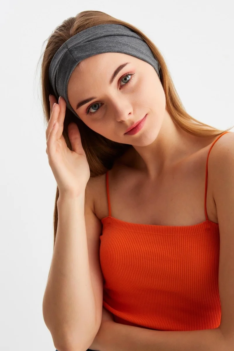 بوتيكجيز Smoked Women's Double-Sided Use Alternative, Cotton Combed Combed, Non-Slip, Lightweight, Sports Hair Band Bandana