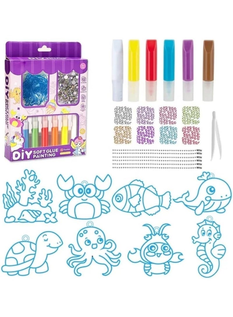 Gel Pens for Kids Soft Glue Art Coloring Pens with Pearls Multicolor (Type 4) - Image 2