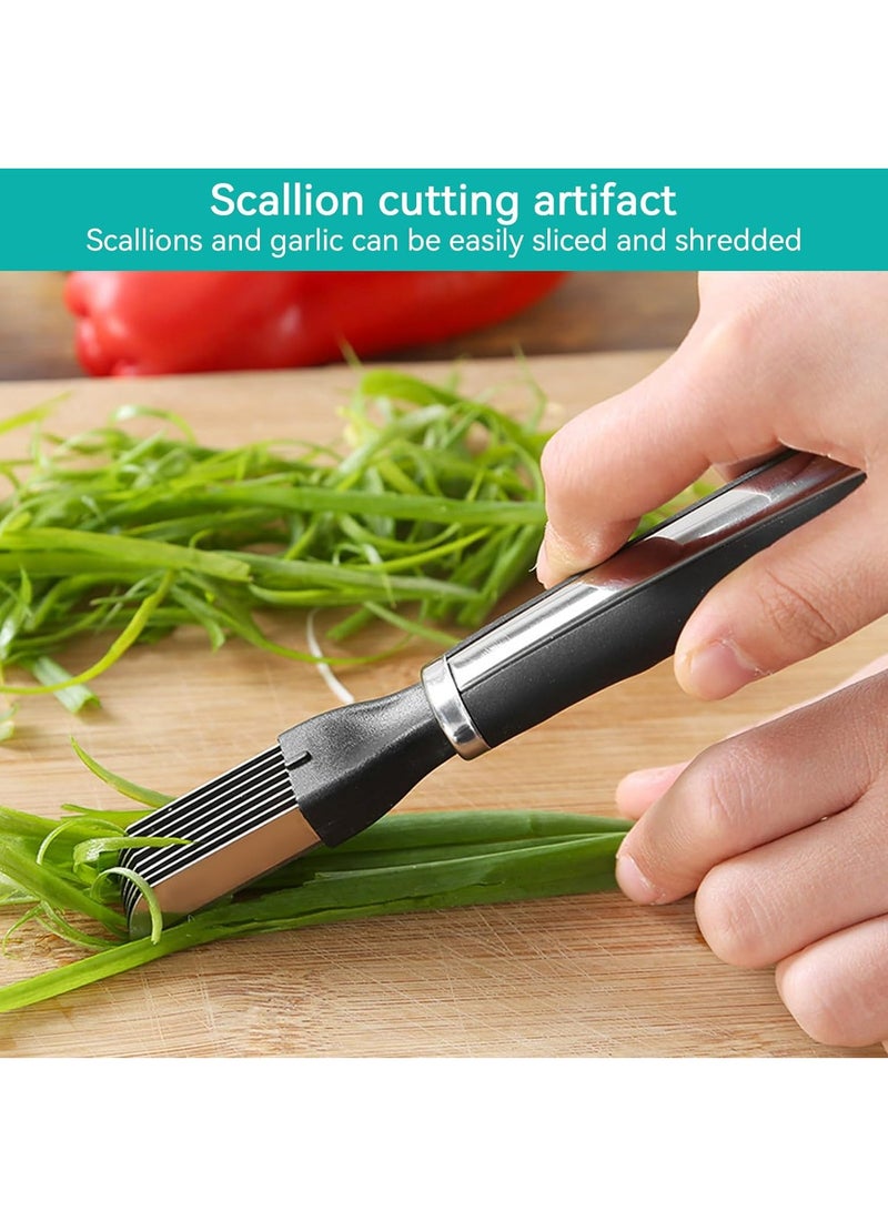 Oasisgalore 2 Pcs Stainless Steel Onion Shredder, Vegetable Cutter for Kitchen, Scallion, Garlic, Salad, Pasta, Seaweed  - Image 2