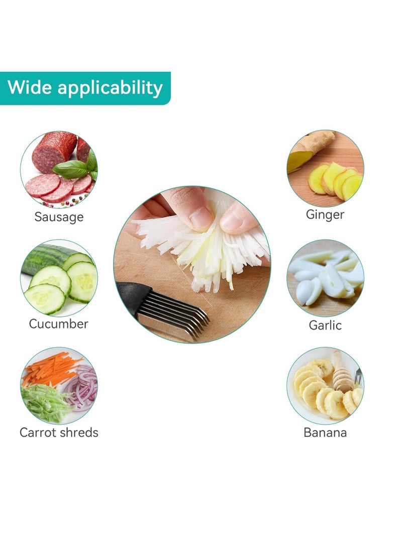 Oasisgalore 2 Pcs Stainless Steel Onion Shredder, Vegetable Cutter for Kitchen, Scallion, Garlic, Salad, Pasta, Seaweed  - Image 4