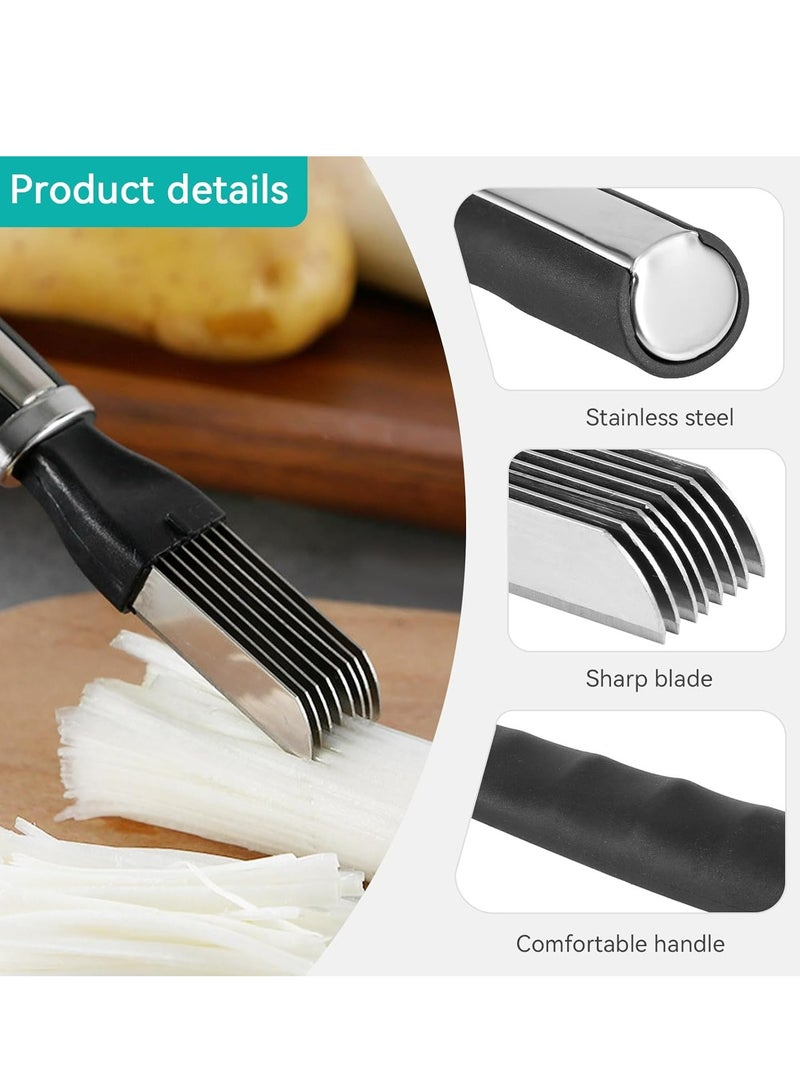 Oasisgalore 2 Pcs Stainless Steel Onion Shredder, Vegetable Cutter for Kitchen, Scallion, Garlic, Salad, Pasta, Seaweed  - Image 5