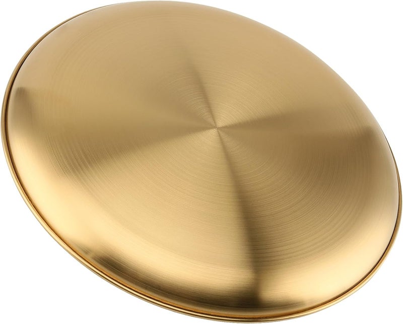 JOIKIT 6 Pack 8 Inch Gold Stainless Steel Plate Round Metal Dinner Plates Kitchenware Dinner Dishes Serving Tray Large Camping Plates for BBQ Snack Food Serving Dishwasher Safe - Image 5