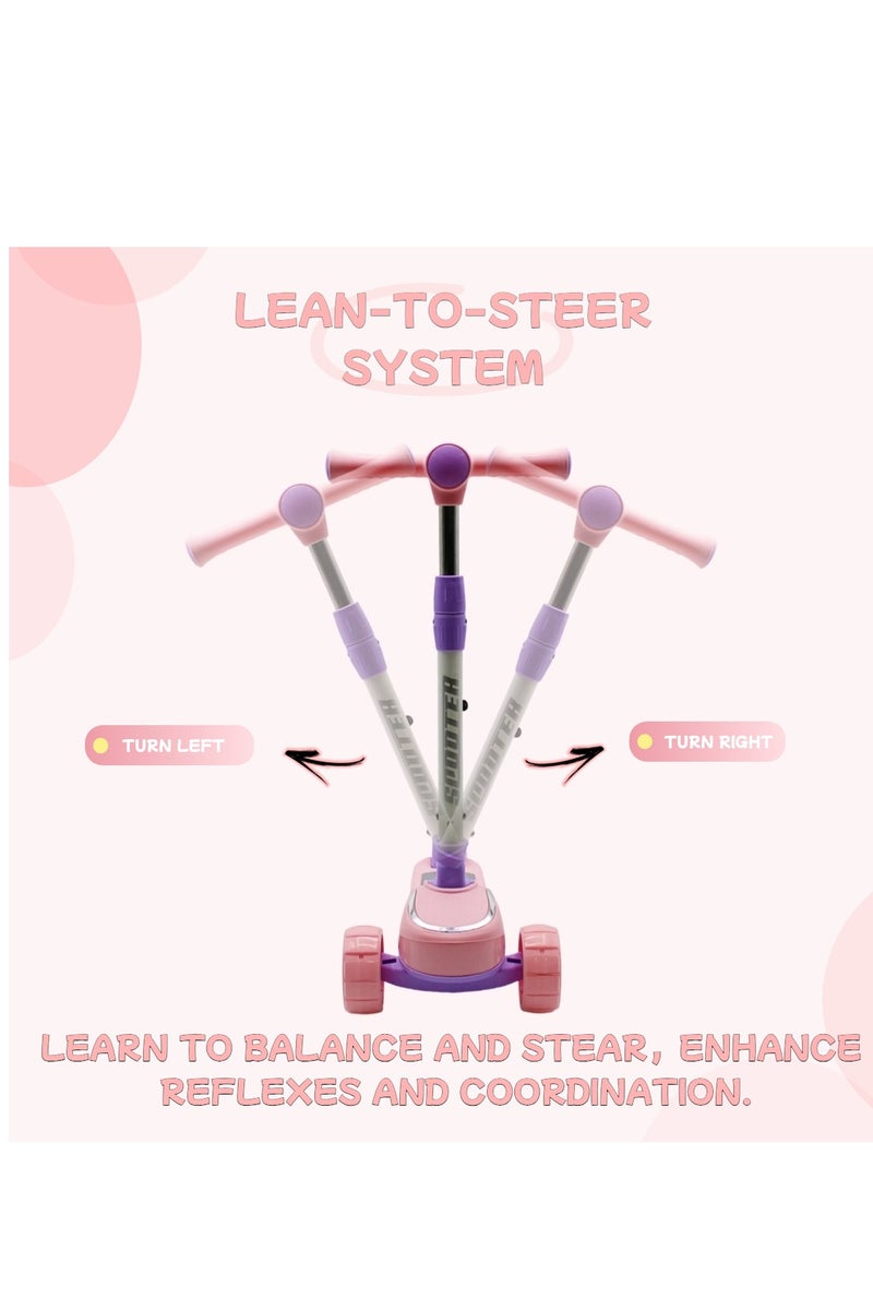سكوتر للأطفال بمقبض قابل للطي وتعديل الارتفاع، وعجلات LED من البولي يوريثان، وفرامل خلفية، وسكوتر ركل موسيقي، من 3 إلى 8 سنوات - Image 4