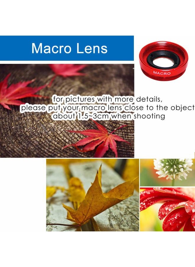 KingMas 3 in 1 Universal Fish Eye & Macro Clip Camera Lens Kit for iPad iPhone 7 6 5 Samsung BlackBerry HTC and Most Smartphones (Red) - Image 5