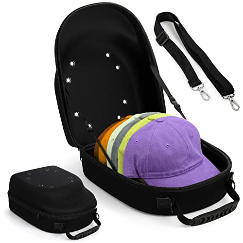 Peohud Hat Case for Baseball Caps, Cap Carrier Storage Bag, Hat Travel Case with Carrying Handle and Shoulder Strap, Easy to Carry Baseball Cap Organizer Holder for 6 Hats, Perfect for Traveling, - Image 1