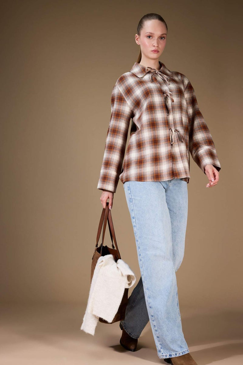 DeFacto Regular Fit Flanel Long Sleeve Tunic - Image 2