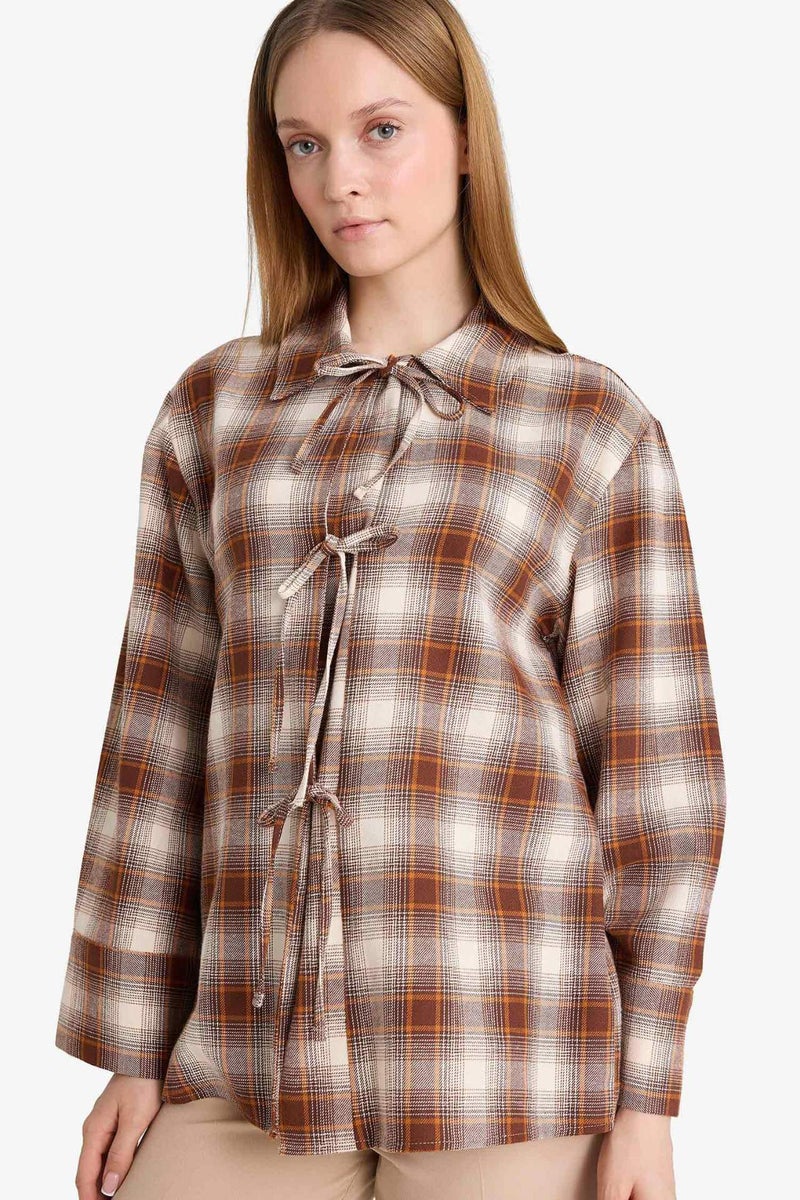 DeFacto Regular Fit Flanel Long Sleeve Tunic - Image 3