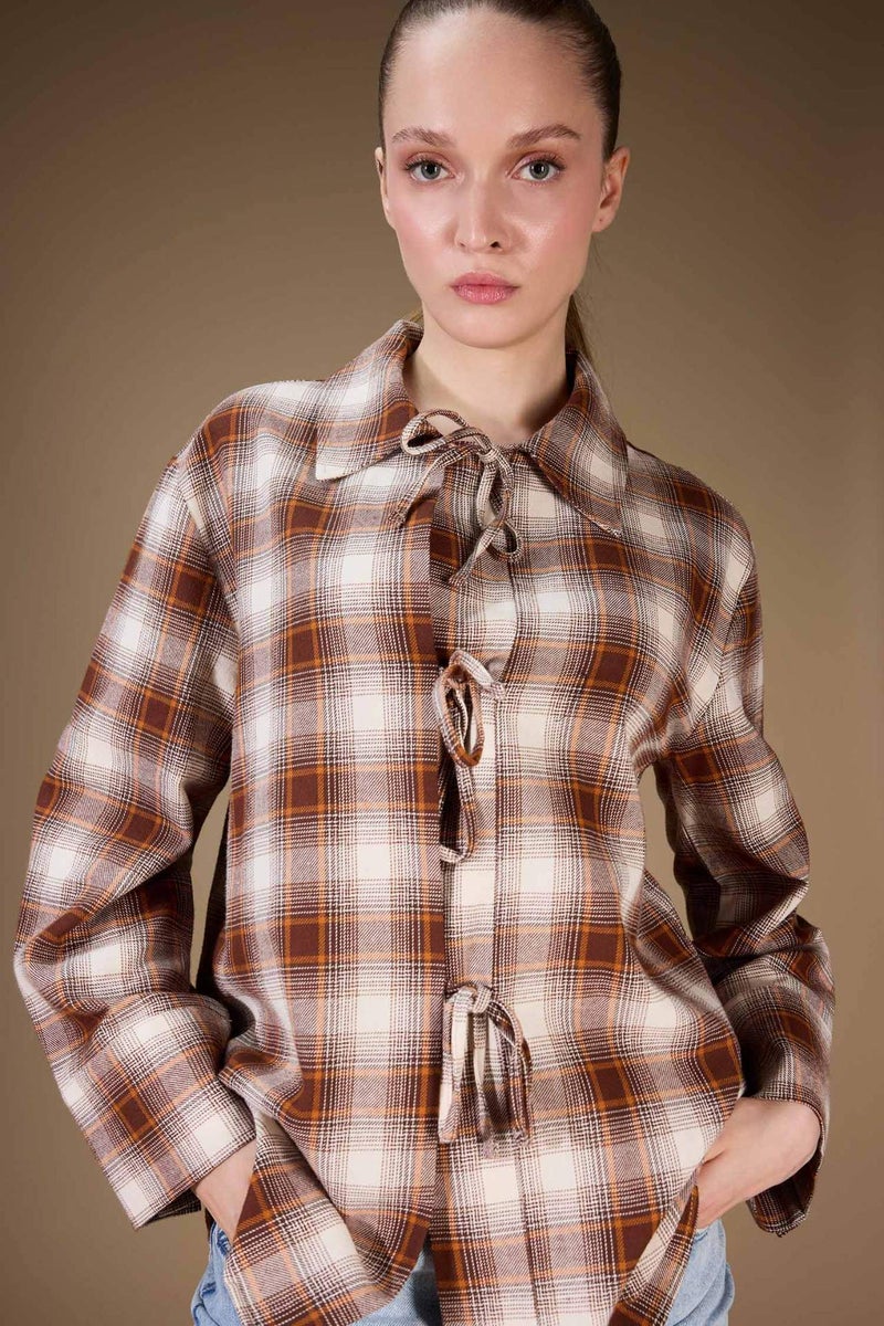 DeFacto Regular Fit Flanel Long Sleeve Tunic - Image 1