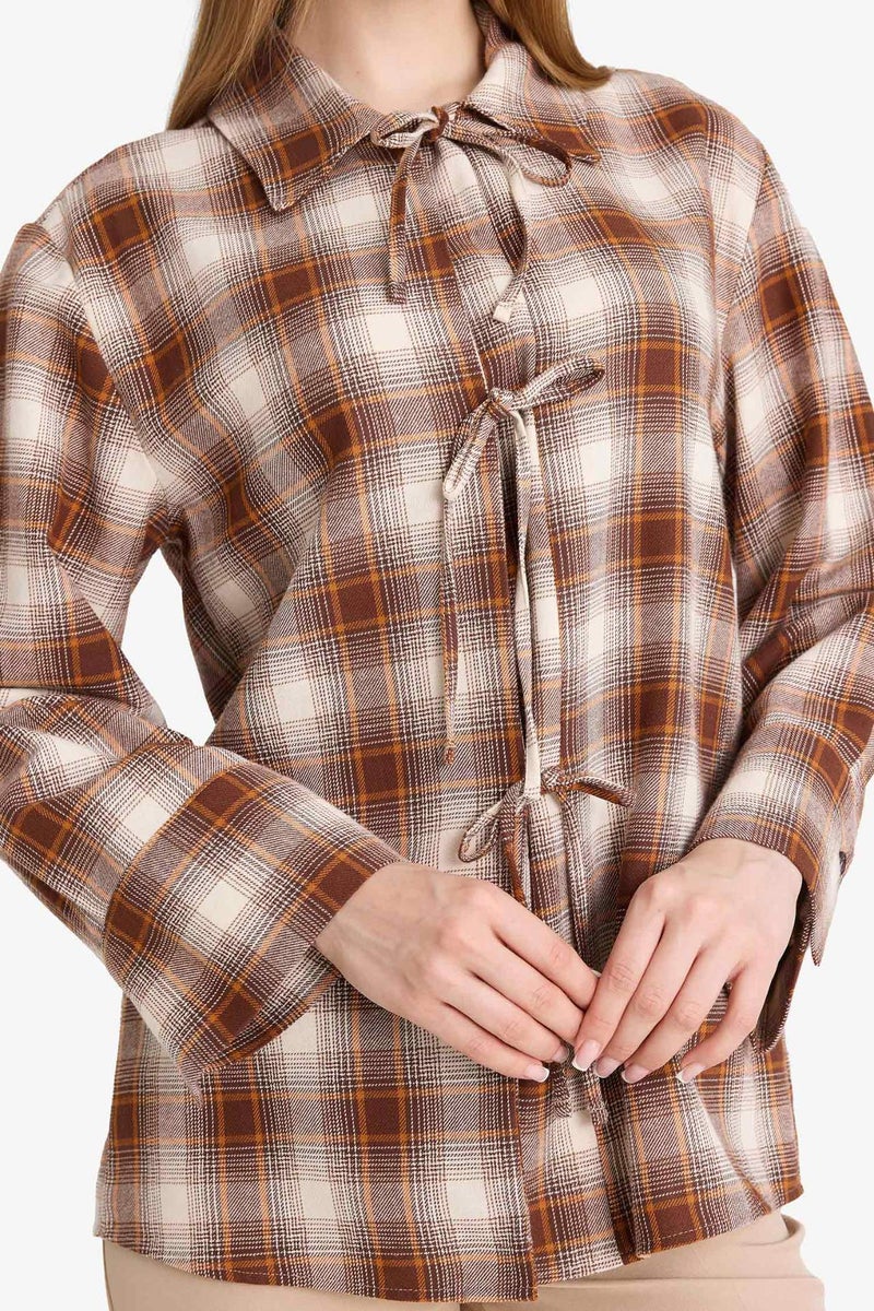 DeFacto Regular Fit Flanel Long Sleeve Tunic - Image 4