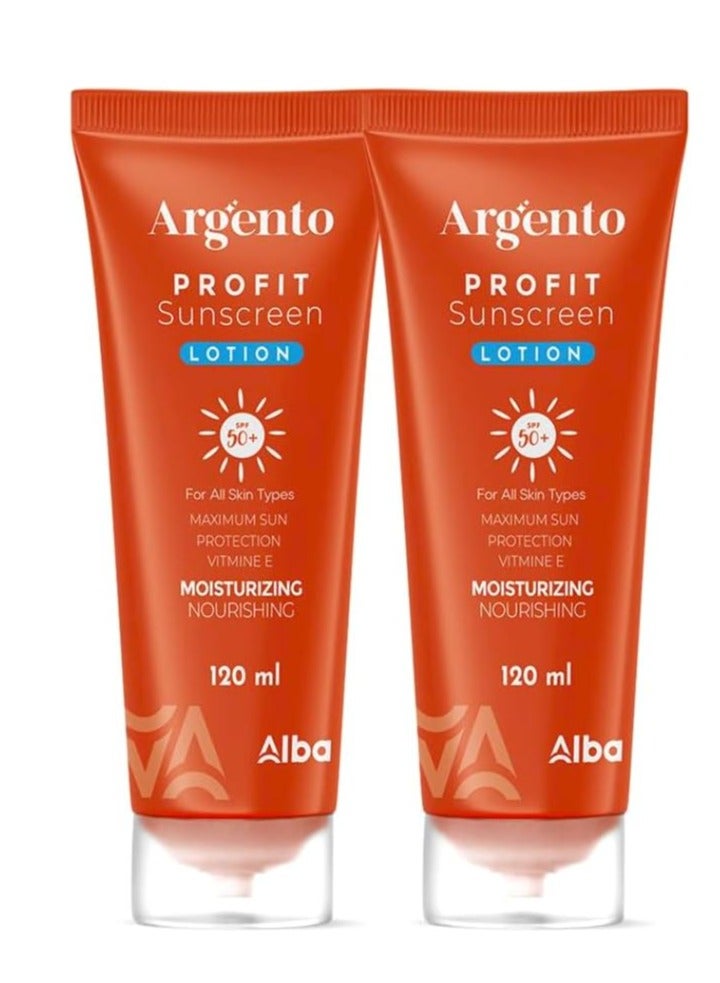 Argento Profit Sunscreen Lotion SPF50+ 120ml 1+1