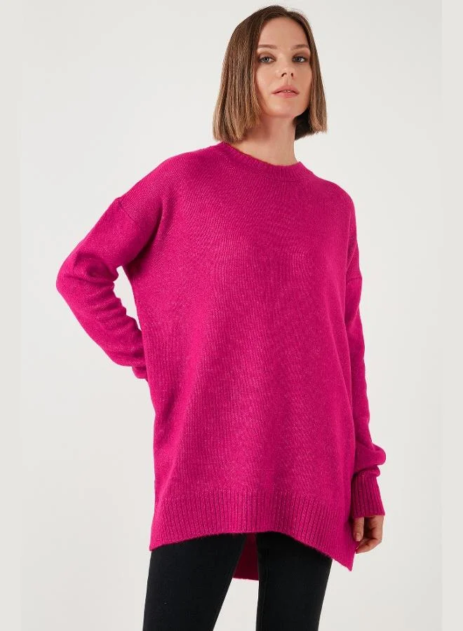 ليلا كنزة ليلى نسائية بفتحة جانبية وياقة دائرية