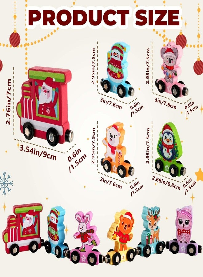 CUPLOOV Christmas Train Set for Toddlers, Magnetic Wooden Animals Train Set Sensory Toys for Kids Number Learning Activities, Montessori Animals and Color Learning Toys for Holiday Xmas Gifts - Image 3