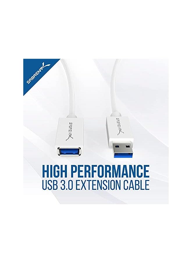 SABRENT - 22Awg Usb 3.0 Extension Cable - A-Male To A-Female [White] 3 Feet (Cb-303W) - Image 1