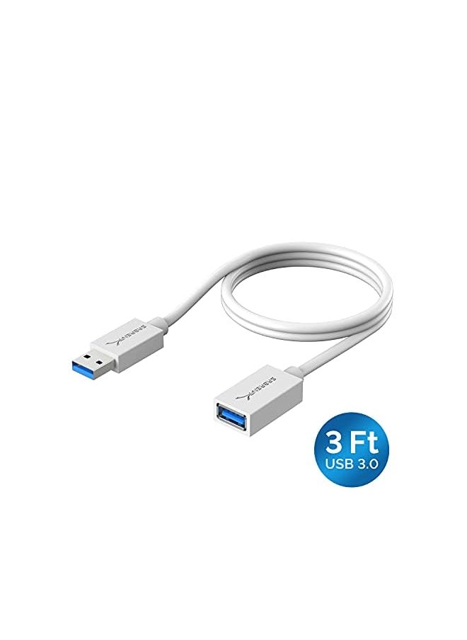 SABRENT - 22Awg Usb 3.0 Extension Cable - A-Male To A-Female [White] 3 Feet (Cb-303W) - Image 1