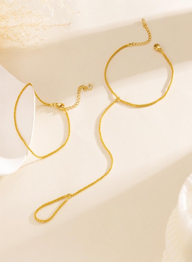 MBW Bracelets for Women, Dainty 14K Gold Plated Bracelet Set Bracelet Stack Waterproof Jewelry for Women Trendy Minimalist Simple Small Thin Bracelet Set for Women's Gift, adjustable, brass with 14k - Image 5