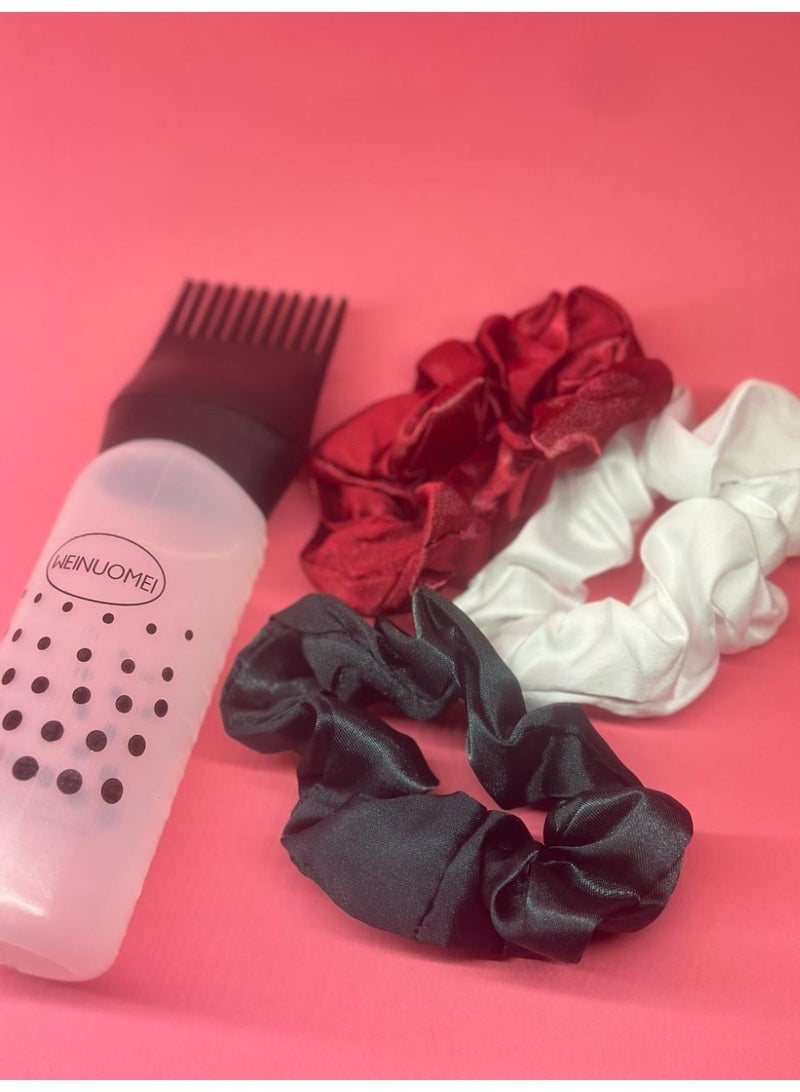 Generic hair tie set 3PCs Hair Scrunchies satin for women + Travel Bottles, 1PC Spray Bottle 30ml Fine Mist Spray Bottle  Plastic Sprayer Bottle may vary color - Image 2