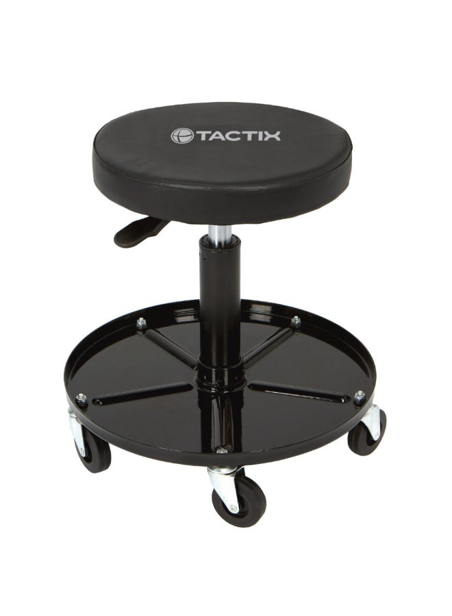Tactix 5-Caster Adjustable Seat Workshop Swivel Stool with Wheels Black and Silver 39 x 38.5 x 38.5 cm 385030 - Image 1