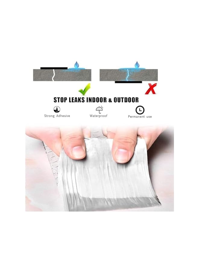 promass Aluminum Foil Butyl Tape Professional, Super Waterproof Sealing Self Adhesive Adhesive Tape Kitchen and Bathroom House Roof Mending Materials for Pipes Patch Holes (1 Roll) - Image 2