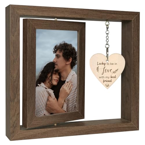 EYITUPC Lucky to Be in Love with My Best Friend Birthday Anniversary Picture Frame Boyfriend Girlfriend Husband Wife Fiance Couples Gifts (Display Two 4x6) - Image 1