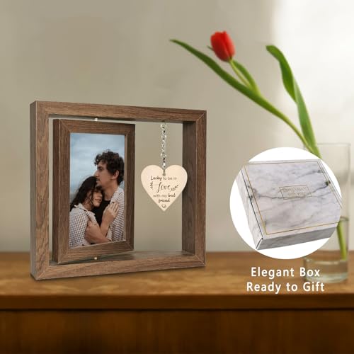 EYITUPC Lucky to Be in Love with My Best Friend Birthday Anniversary Picture Frame Boyfriend Girlfriend Husband Wife Fiance Couples Gifts (Display Two 4x6) - Image 2