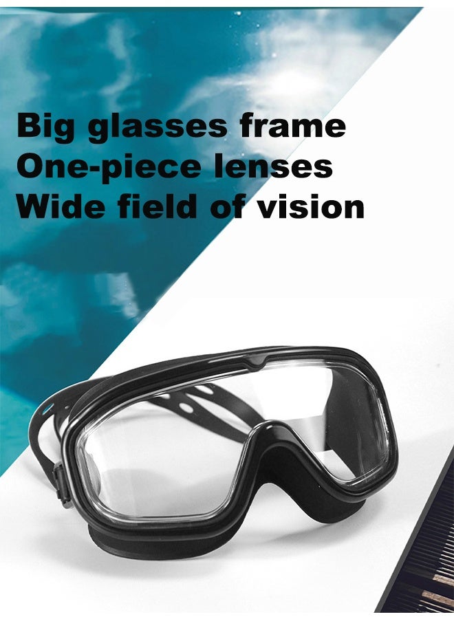 Generic Large Frame Clear Swim Goggles with Swimming goggles Case,Swimming Cap, Earplugs, and Nose Clip - Leak-Proof UV Anti Fog Swimwear Eyewear - Unisex Men Women - Image 3