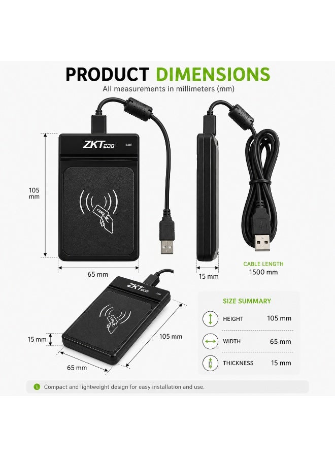 زد كيه تيكو قارئ بطاقات RFID ZKTeco CR20 – قارئ بطاقات ذكي مزدوج التردد عبر USB لأنظمة التحكم بالدخول والحضور والمصادقة الآمنة - Image 3