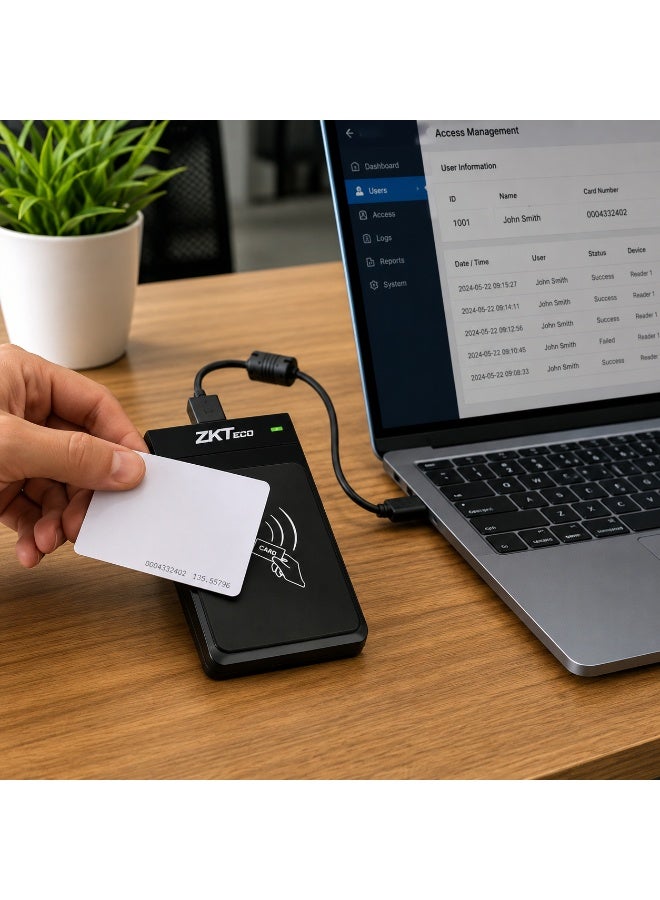 زد كيه تيكو قارئ بطاقات RFID ZKTeco CR20 – قارئ بطاقات ذكي مزدوج التردد عبر USB لأنظمة التحكم بالدخول والحضور والمصادقة الآمنة - Image 4