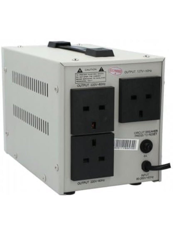 اس اي Shams شمس ياباني: منظم جهد كهربائي دجيتال أوتوماتيكي (تقنية ريلي) 1500 واط / 1.5KW - بـ 3 مخارج (220V & 127V) - مثبت كهرباء حماية فورية للأجهزة - Image 2