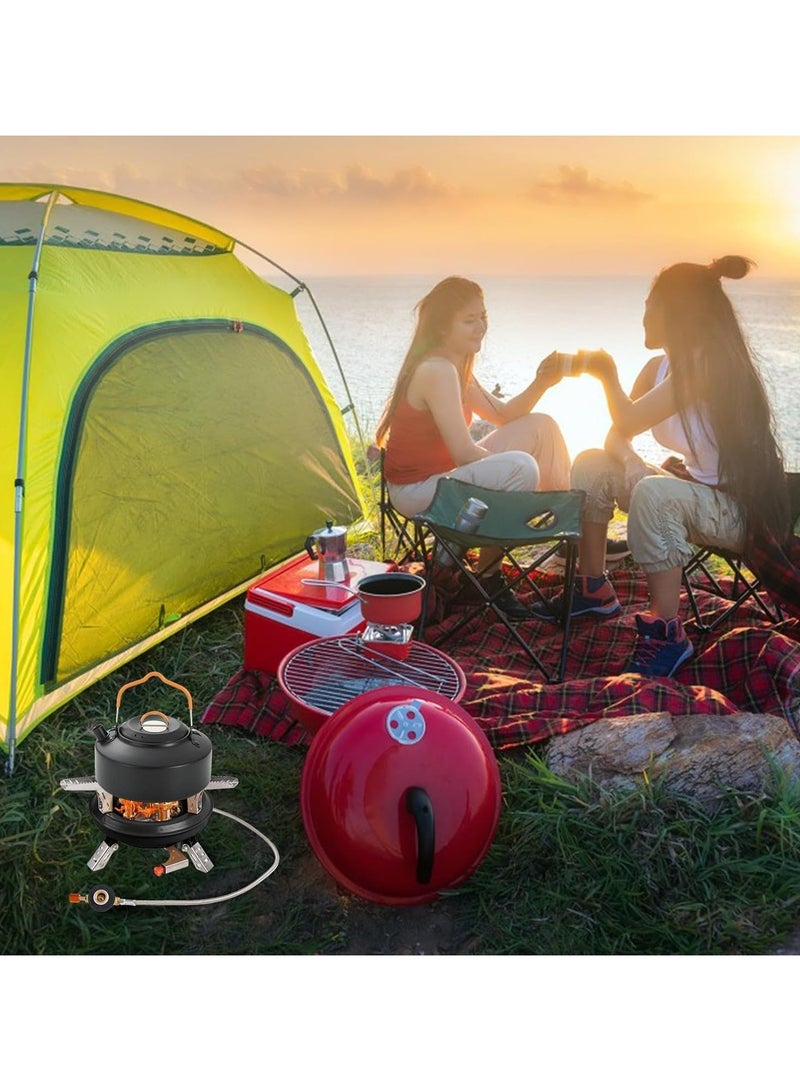المؤسس مواقد التخييم، موقد غاز محمول بخمسة شعلات مع خرطوم غاز ممتد وحقيبة حمل - مثالي للتخييم والسفر والمغامرات الخارجية - Image 3