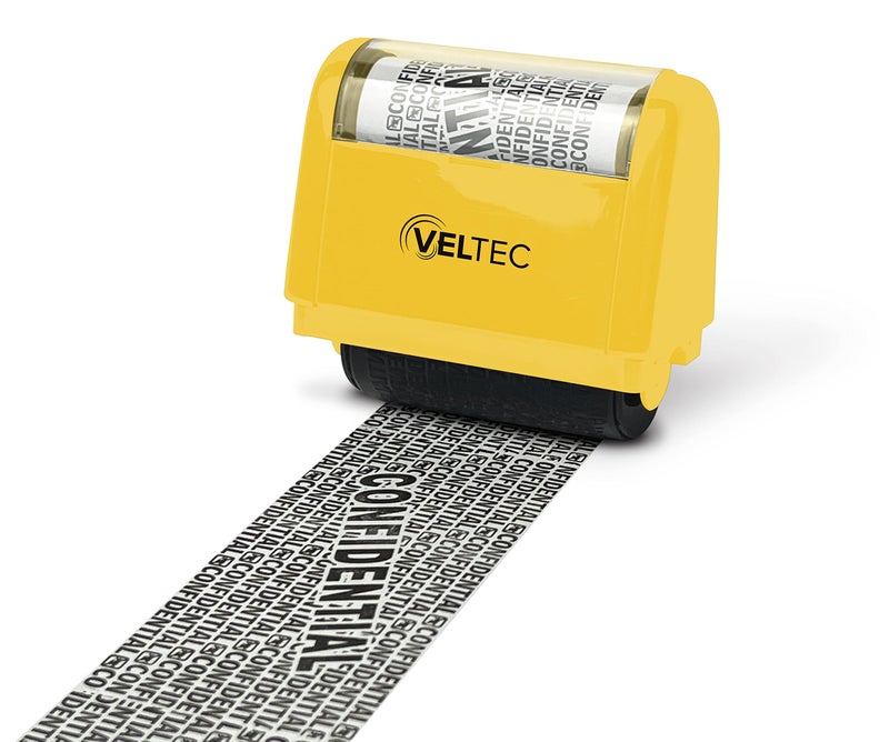 Veltec ID Protector Ink Roller Identity Theft Protection Roller Stamp Yellow Stamp Only