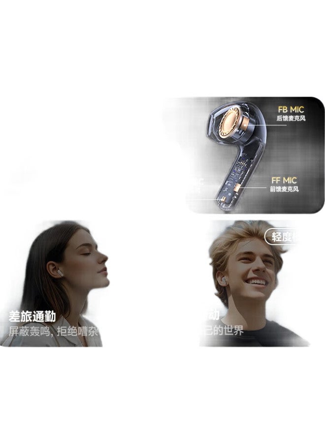 Sansui W27【Innovative Half In-Ear Active Noise Cancelling】True Wireless Bluetooth Earbuds Double Gold Label Version Gaming Running Sports Earphones Long Battery Life High Sound Quality Sky Blue - Image 1