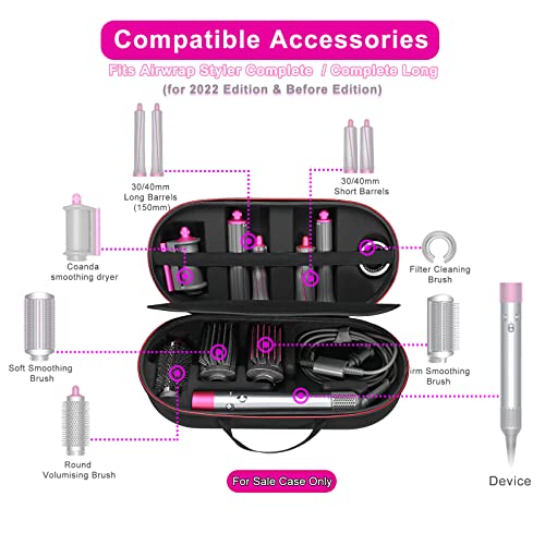 RLSOCO حافظة RLSOCO لجهاز Dyson Airwrap Complete Long/Complete Styler HS08 HS05 HS01، غير متوافقة مع Dyson Airwrap i.d. - تتسع لـ 4 أنابيب طويلة أو قصيرة - سوداء (حافظة فقط، جهاز تصفيف الشعر غير متضمن) - Image 3