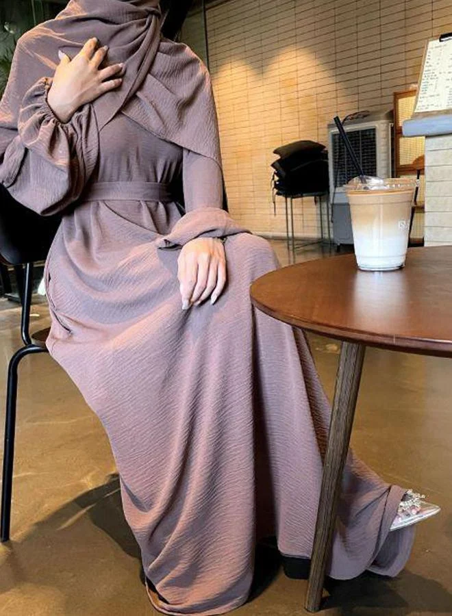 Take Two Lilac Textured Balloon Sleeve Maxi Dress