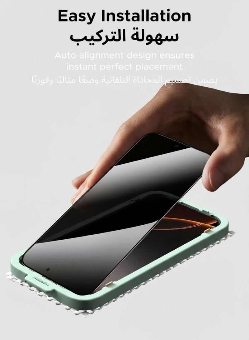 REWA Privacy Screen Protector for iPhone 17 Air – 2 PCS, 9H Tempered Glass, 3D Curved Edge-to-Edge Full Coverage, Anti-Spy Privacy Filter, Anti-Scratch, Shock Resistant, Oleophobic Coating, Easy Bubble-Free Installation - Image 3