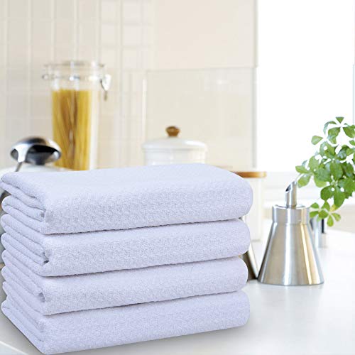 VIVOTE Microfiber Kitchen Towels DIY Sublimation Blank White Tea Towel Waffle Weave Dish Towels Super Absorbent Soft Fast Drying Dish Cloths Reusable Cleaning Cloths 4Pack White 16 Inch X 24 Inch - Image 3