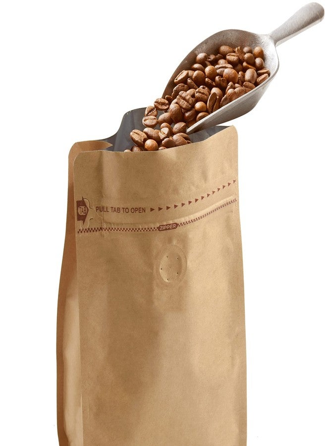 felipack 100 Count 12 Ounces Kraft Paper Coffee Bags - High Barrier Kraft & Foil Liner - Flat Bottom Coffee Pouches with Degassing Valve, Food Storage Bags with Rsealable Zipper & Easy Open Tape (100pcs, - Image 3