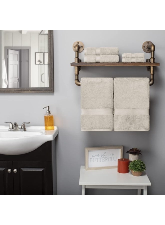 Superior Egyptian Cotton Pile 6 Piece Towel Set, Includes 2 Bath, 2 Hand, 2 Face Towels/Washcloths, Ultra Soft Luxury Towels, Thick Plush Essentials, Guest Bath, Spa, Hotel Bathroom, Stone - Image 2