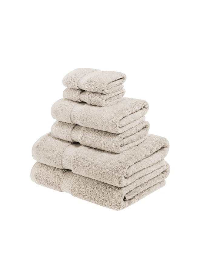 Superior Egyptian Cotton Pile 6 Piece Towel Set, Includes 2 Bath, 2 Hand, 2 Face Towels/Washcloths, Ultra Soft Luxury Towels, Thick Plush Essentials, Guest Bath, Spa, Hotel Bathroom, Stone - Image 1