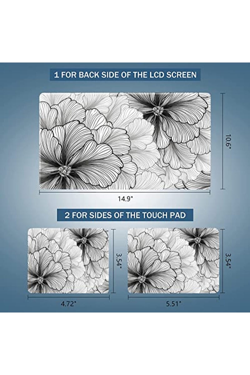 AORTDES 14 15 15.4 15.6 Inches Laptop Skin Sticker Universal Netbook Skin Sticker Reusable Notebook Art Protector Cover (Sketch Flower) - Image 3