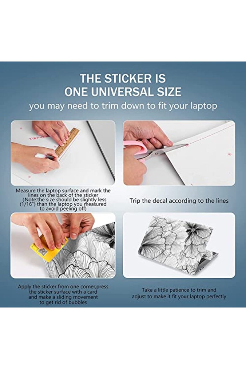 AORTDES 14 15 15.4 15.6 Inches Laptop Skin Sticker Universal Netbook Skin Sticker Reusable Notebook Art Protector Cover (Sketch Flower) - Image 2