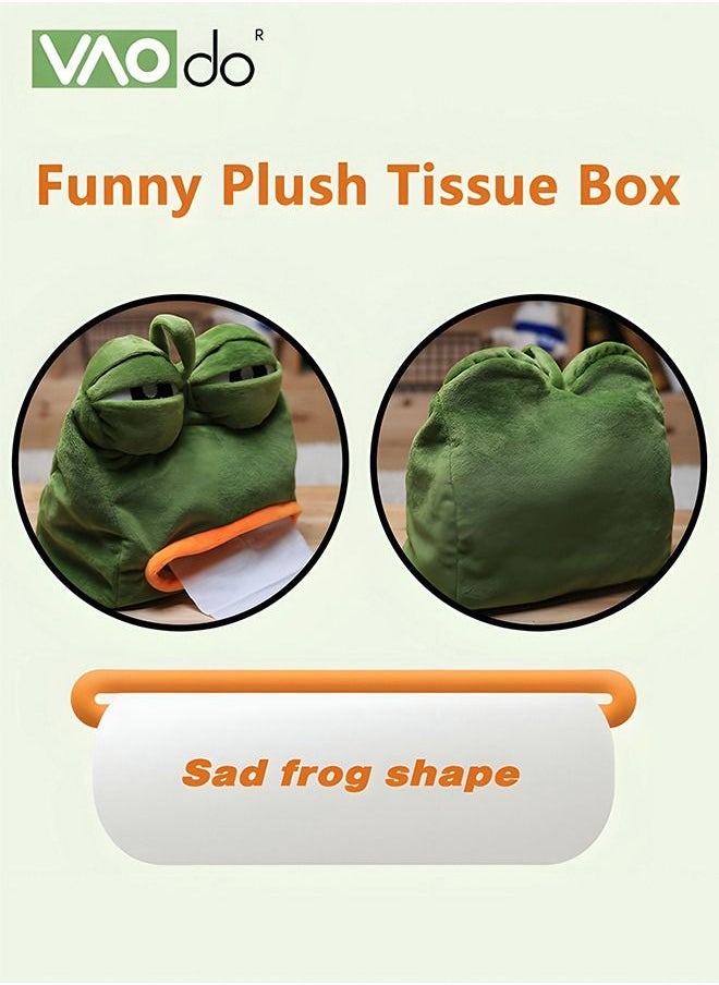 VAOdo - Funny Tissue Box Holder Cartoon Shape Sad Frog Home Decoration Easy to Draw Paper Soft Can Be Hung Tissue Box - Image 1