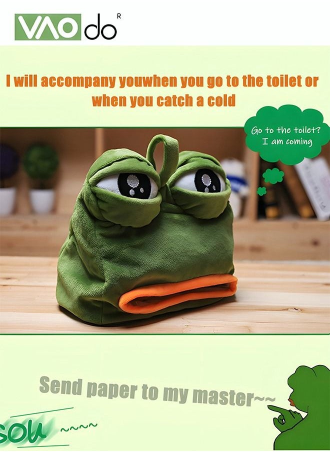 VAOdo - Funny Tissue Box Holder Cartoon Shape Sad Frog Home Decoration Easy to Draw Paper Soft Can Be Hung Tissue Box - Image 1