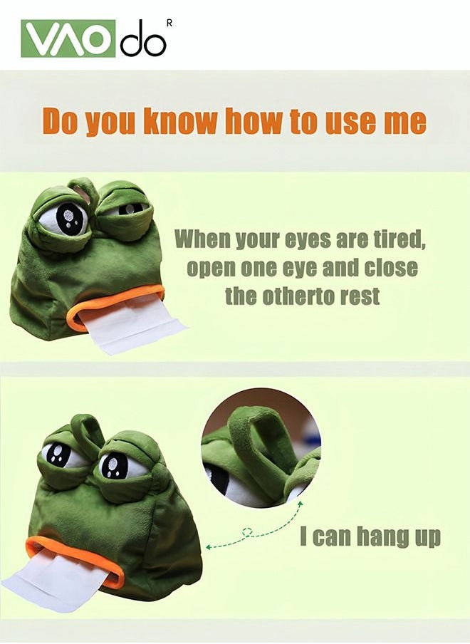 VAOdo - Funny Tissue Box Holder Cartoon Shape Sad Frog Home Decoration Easy to Draw Paper Soft Can Be Hung Tissue Box - Image 1