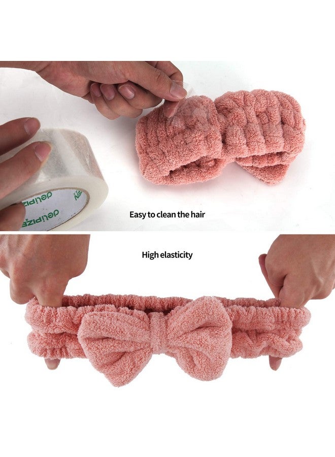 Senkary 4 Pack Bow Makeup Headband Microfiber Spa Headbands Towel Headband Soft Puffy Washing Face Headband for Women Girls Shower Bath Skincare (White, Blue, Pink, Brown) - Image 5