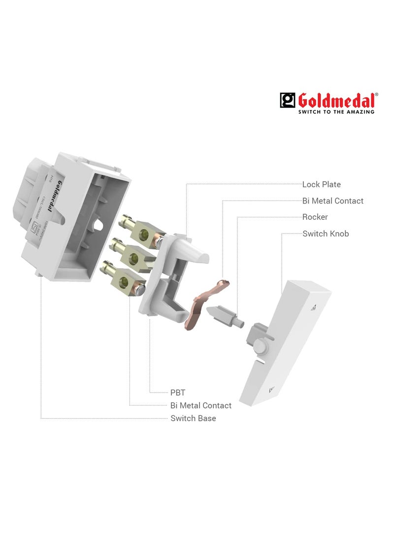 GOLD MEDAL Goldmedal Air Aero 10 Ampere Two way Switch White Pack of 20  - Image 4