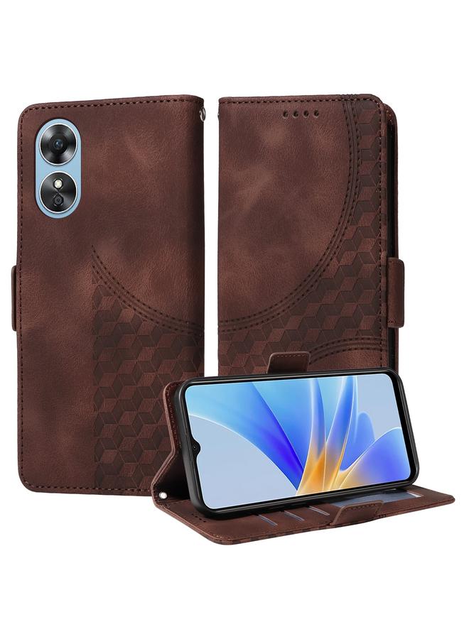 S-TOP Case For OPPO A17 4G / A17K Embossed Rhombus Starry Leather Phone Case - Image 1