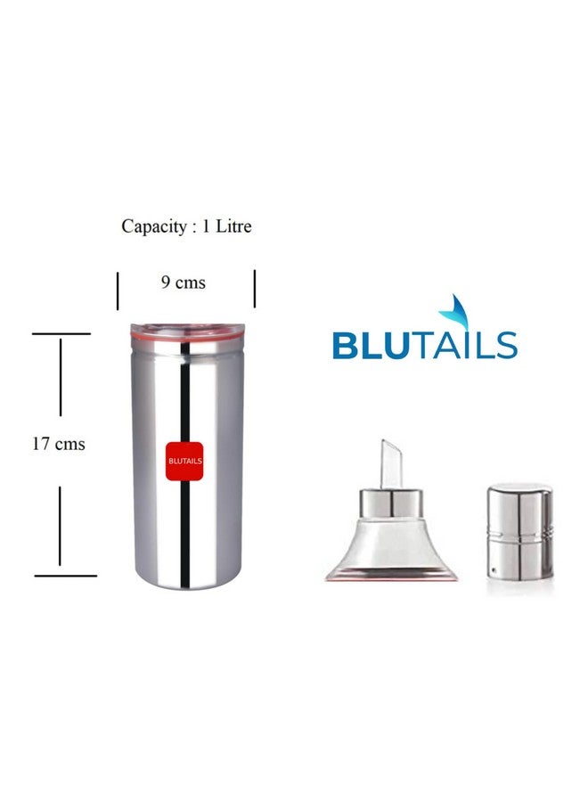 BLUTAILS Stainless Steel Oil Dispenser/Oil Bottle of 1 litre Easy Flow with Cap, Spill-Proof, Food Grade Dispener Count of 1 (1000ml) - Image 4